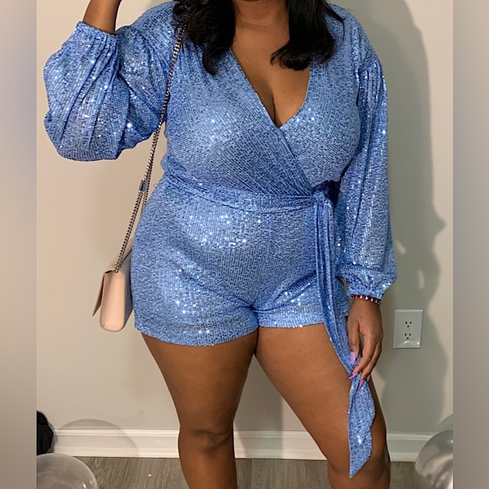Blue Sequin Romper